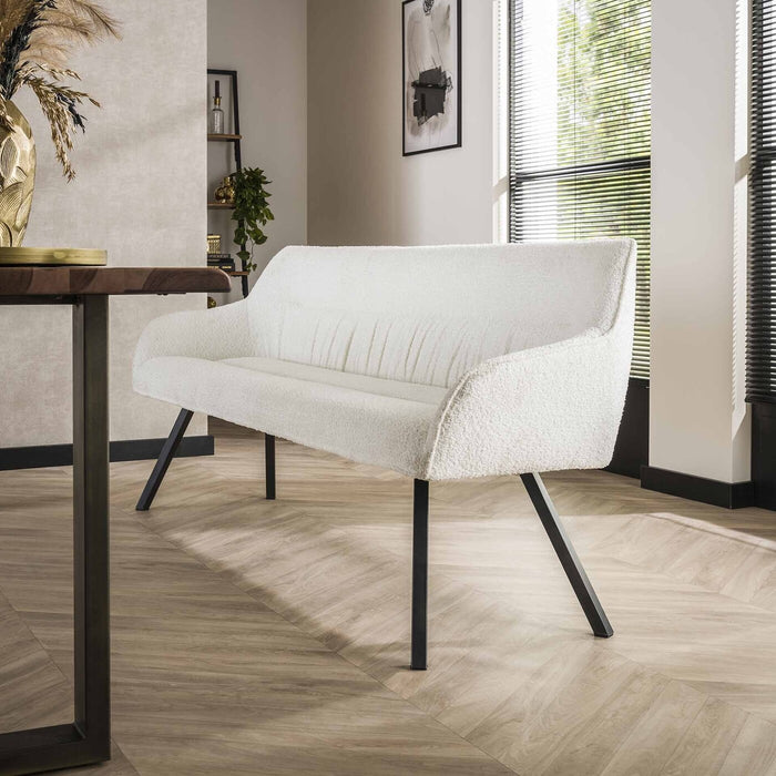 Giga Meubel - Eetkamerbank Bouclé Wit - 190x61x83cm - Bank Plooi