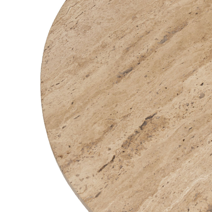 Giga Meubel - Salontafel Ø60cm Travertin - Bruin Houten Onderstel