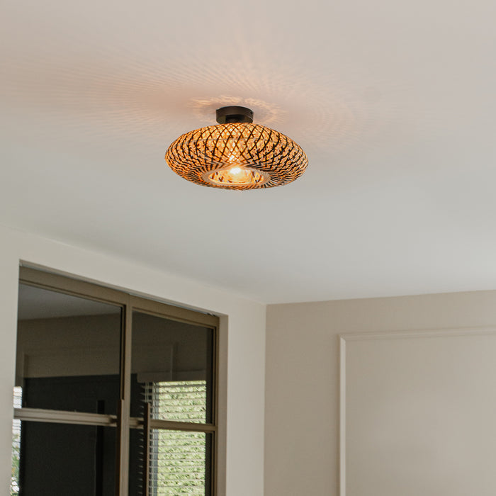 QAZQA Oosterse plafondlamp zwart bamboe 40 cm - Ostrava