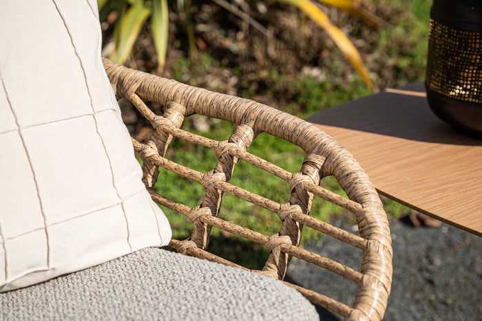 Castello lounge fauteuil - light teak look - natural rotan-merino sand