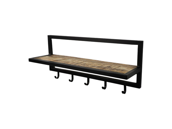 Kapstok - 66x17x28 - Naturel|zwart - Mangohout|metaal