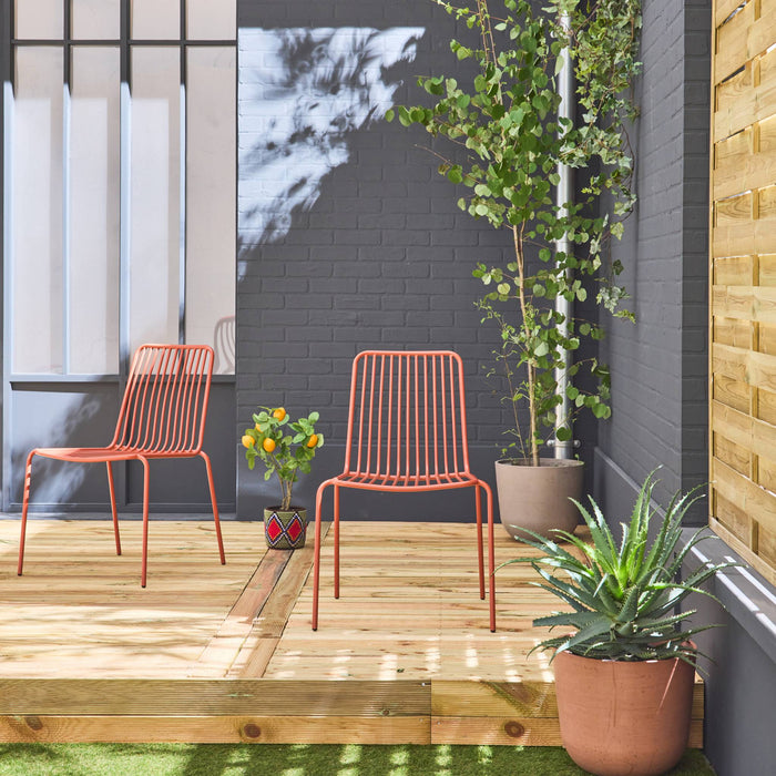 sweeek - Metalen tuinstoel, stapelbaar (set van 2)