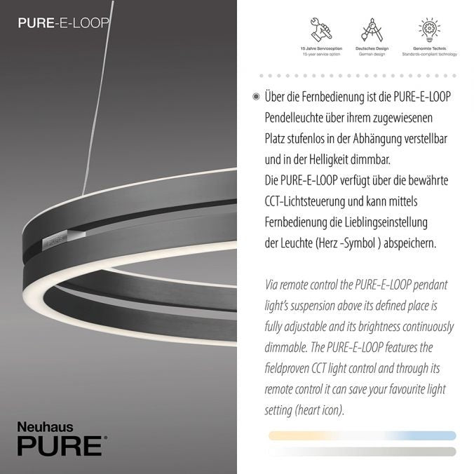 Neuhaus PURE® Neuhaus PURE-MOTO-E-LOOP Hanglamp E-Lift Grey Ø 70cm