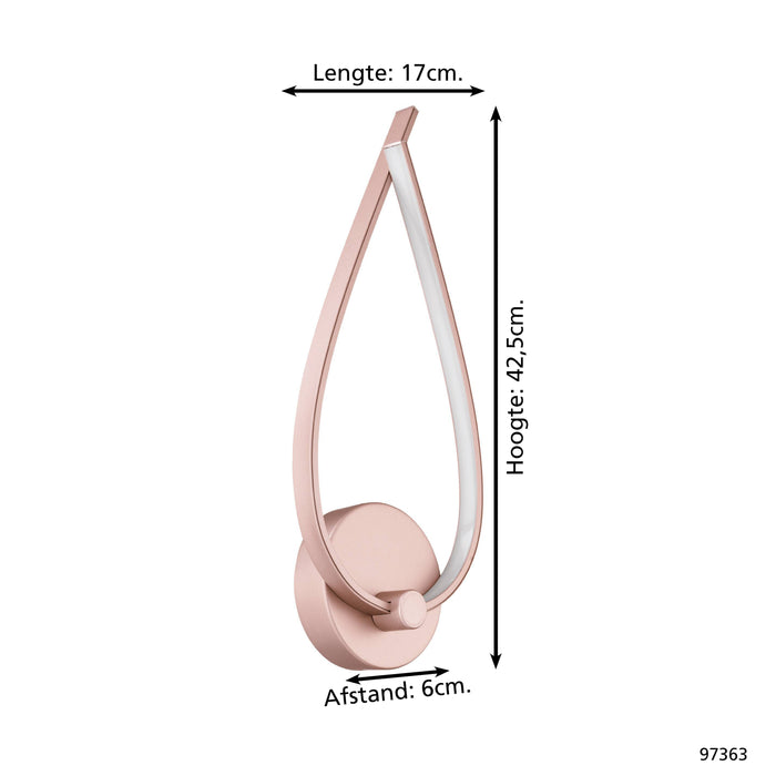 EGLO Palozza Wandlamp - LED - 42,5 cm - Rozegoud|Wit