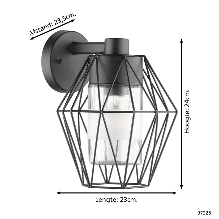 EGLO Canove Wandlamp - E27 - 23 cm - Grijs|Helder, Satijn