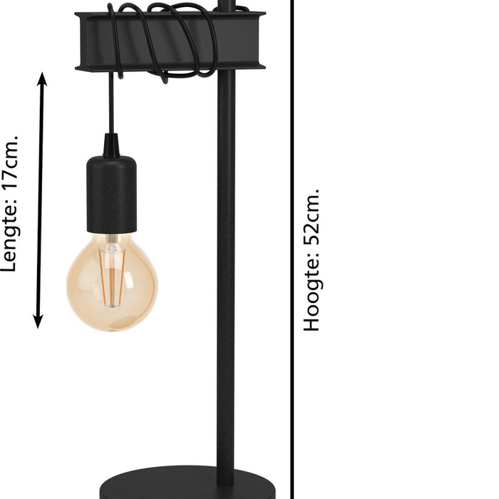 EGLO - Townshend - Metalen tafellamp balk 1 lichts zwart