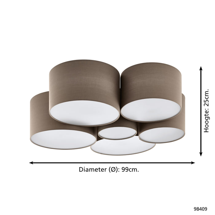 EGLO Pastore 1 Plafondlamp - 6 lichts - Ø99 cm - E27 - Wit