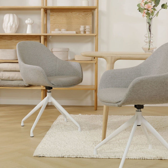 Nolon Nola-Mae Eetkamerstoel Warm Grijs - Draaibaar Wit Onderstel