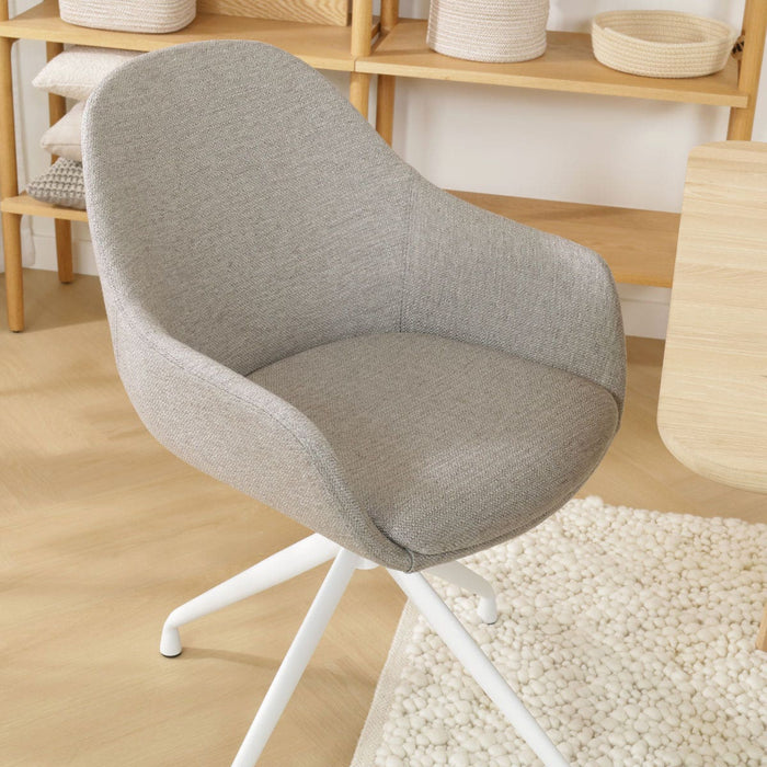 Nolon Nola-Mae Eetkamerstoel Warm Grijs - Draaibaar Wit Onderstel