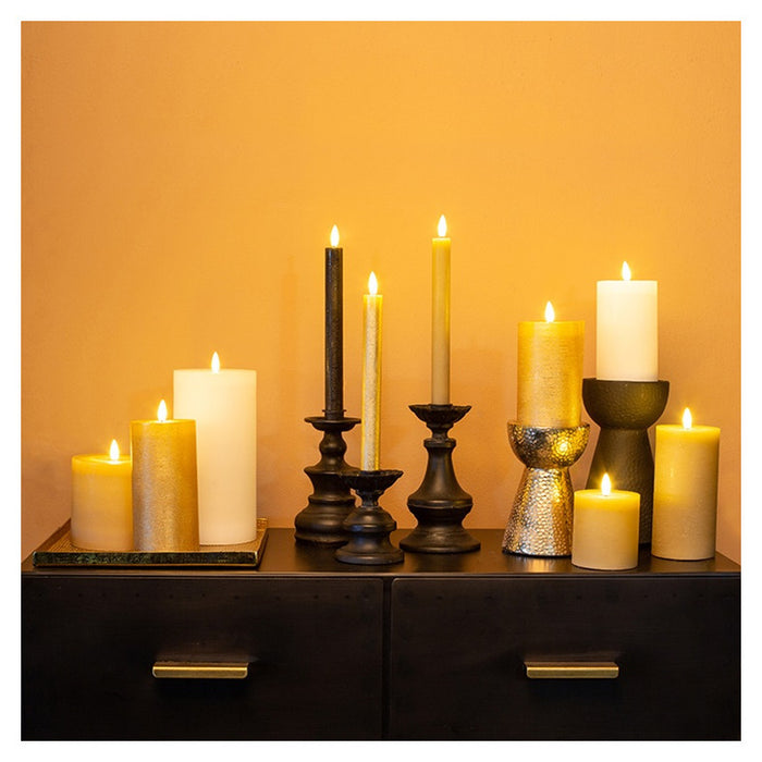 Countryfield Led kaarsen|dinerkaarsen - 2x stuks - zwart - 24 cm