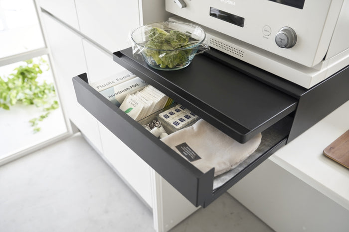 Yamazaki Uitschuifbare Keukenplateau en Lade - Tower - Zwart