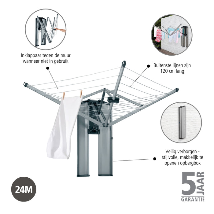 Brabantia WallFix Droogmolen 24 m incl. Beschermbox