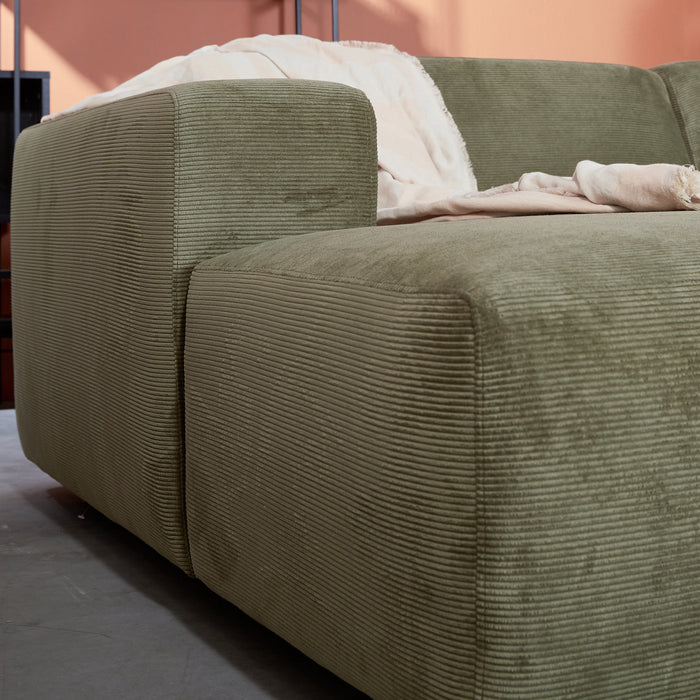 by fonQ Nova Hoekbank met Chaise Longue Links - Rib - Groen