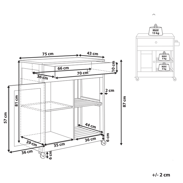 Beliani - TRAPANI - Keukentrolley - Wit - MDF