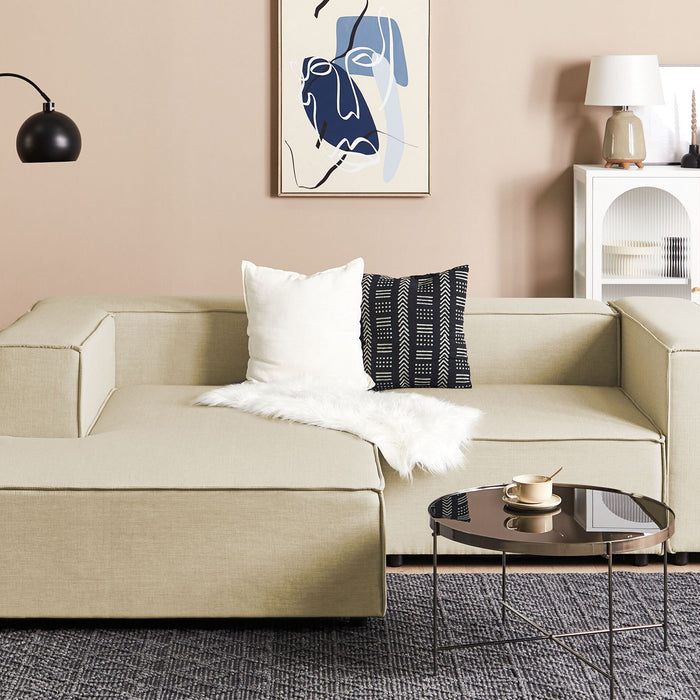 Beliani - APRICA - Tweezitsbank - Beige - Rechterzijde - Linnen