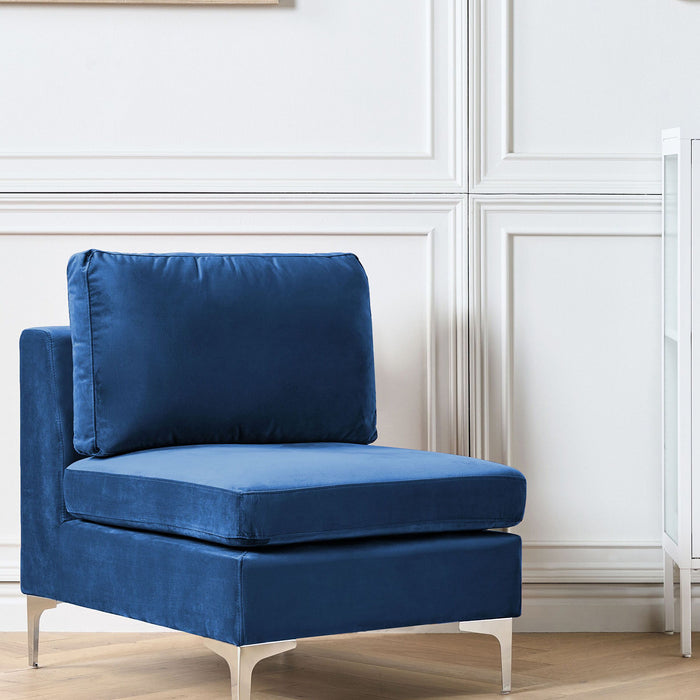 Beliani - EVJA - 1-zitsbank - Marineblauw - Fluweel