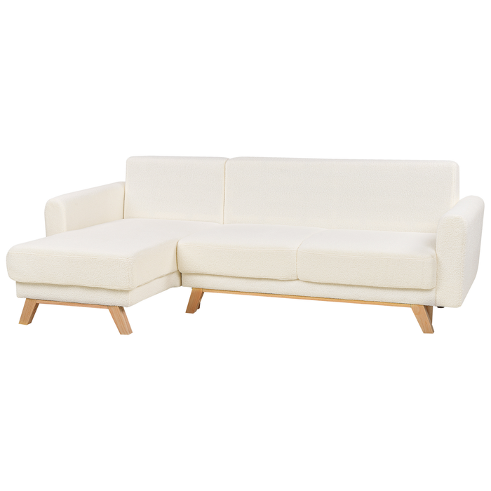 Beliani - SIRO - Slaapbank - Gebroken wit - Rechtszijdig - Bouclé