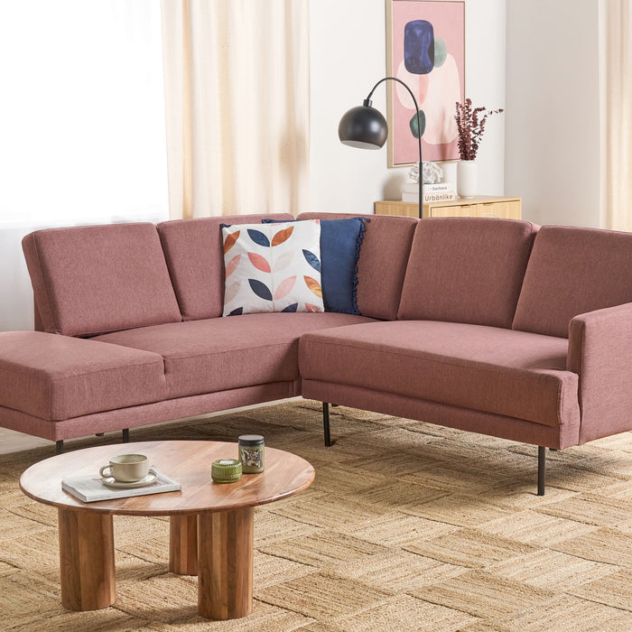Beliani - BREDA - Hoekbank 4-zits - Oudroze - Rechtszijdig - Polyester