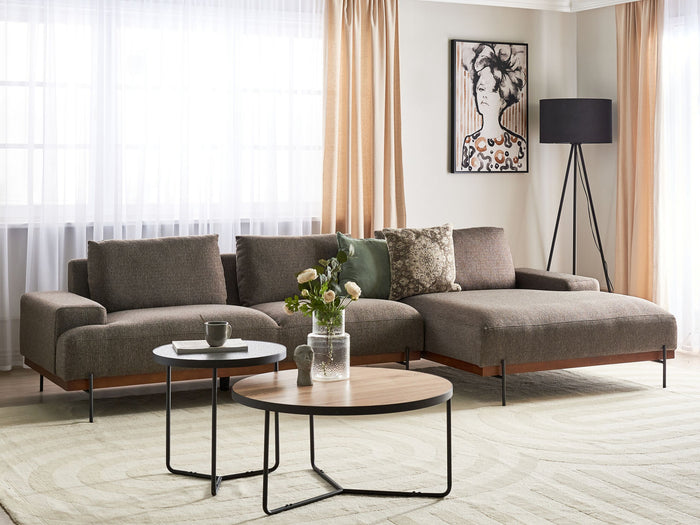 Beliani - MARIFERD - Hoekbank - Bruin - Linkszijdig - Polyester