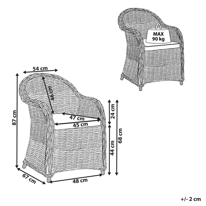 Beliani - SUSUA - Tuinstoel - Natuurlijk - Rotan