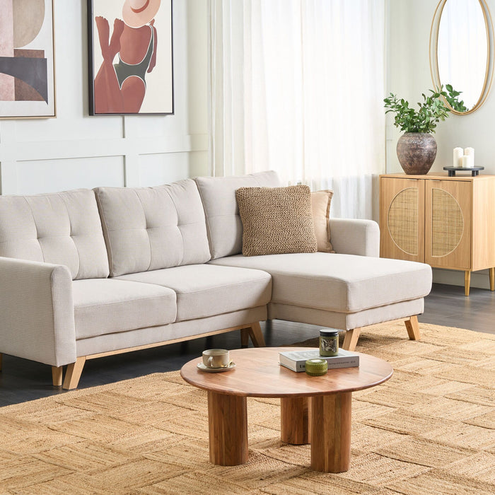 Beliani - SIRO - Slaapbank - Lichtbeige - Linkszijdig - Polyester