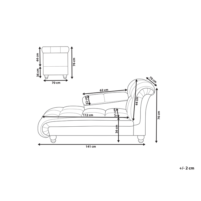 Beliani-LORMONT-Chaise longue-Lichtgrijs-Rechterzijde-Fluweel