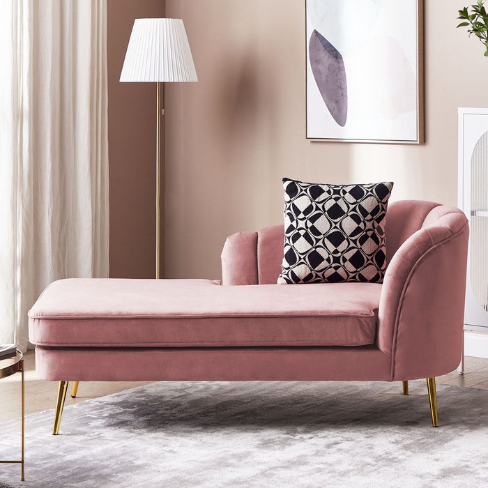 Beliani - ALLIER - Chaise longue - Roze - Rechterzijde - Fluweel