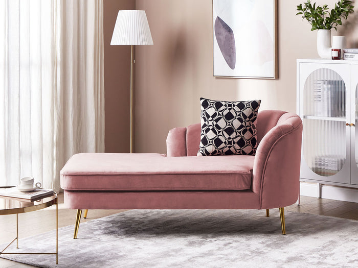 Beliani - ALLIER - Chaise longue - Roze - Rechterzijde - Fluweel
