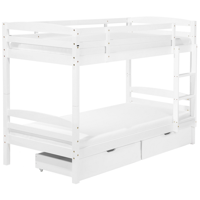 Beliani-REGAT -Stapelbed met opbergruimte-Wit-90 x 200 cm-Dennenhout