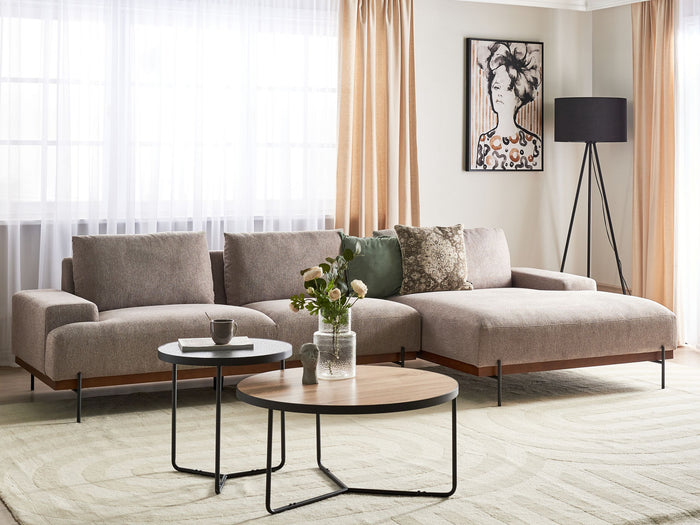 Beliani - MARIFERD - Hoekbank - Lichtbruin - Linkszijdig - Polyester