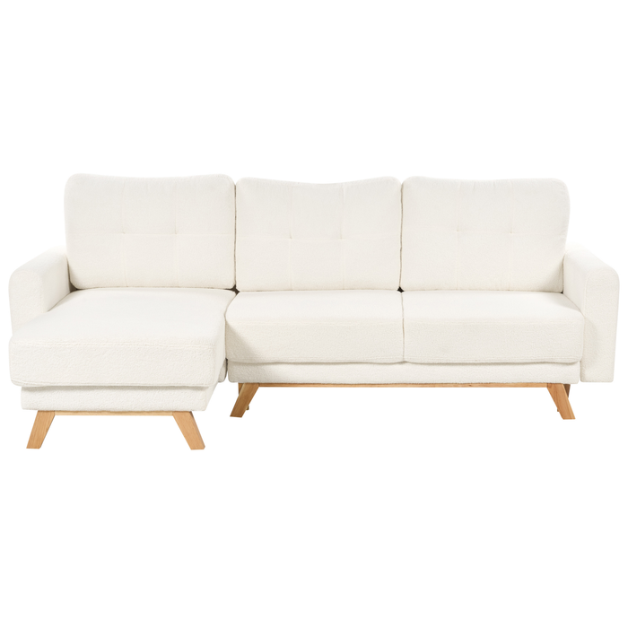 Beliani - SIRO - Slaapbank - Gebroken wit - Rechtszijdig - Bouclé