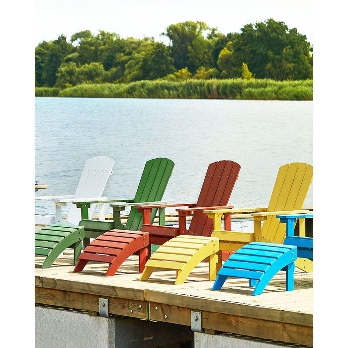 Beliani - ADIRONDACK - Tuinstoel met voetenbank - Rood - Kunsthout