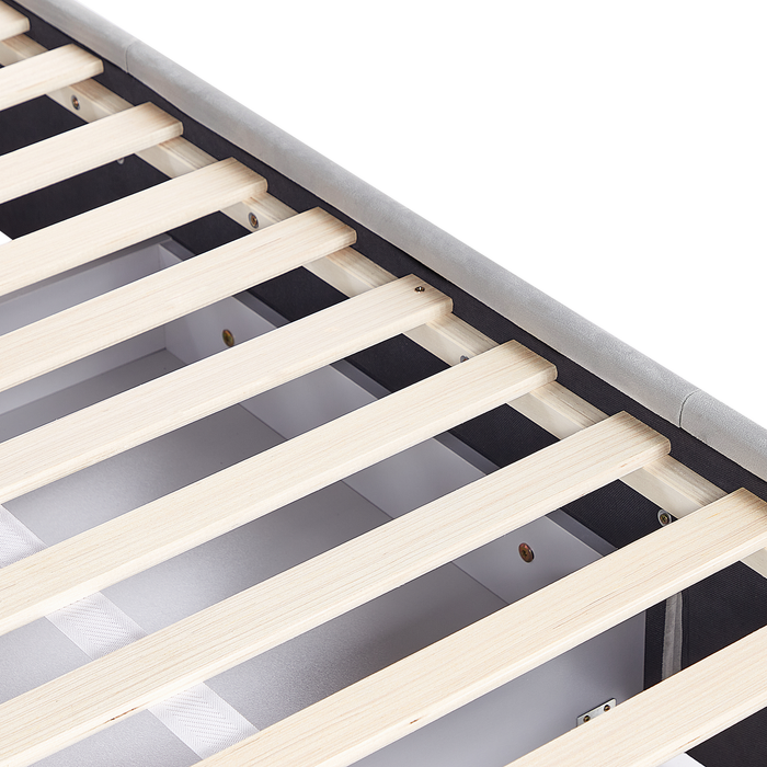 Beliani-LIEVIN-Bed met opbergruimte-Lichtgrijs-180 x 200 cm-Fluweel