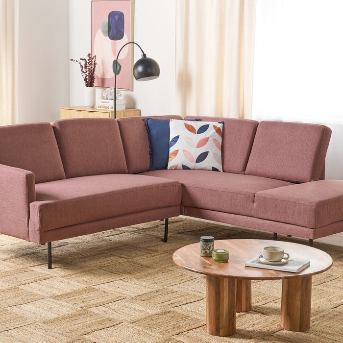 Beliani - BREDA - Hoekbank 4-zits - Oudroze - Linkszijdig - Polyester