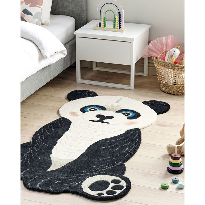 Beliani - JINGJING - Kindervloerkleed - Zwart|Wit - 100 x 160 cm - Wol