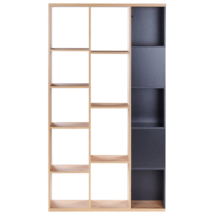 Beliani - BANGOR - Boekenkast - Lichthout|Zwart - MDF