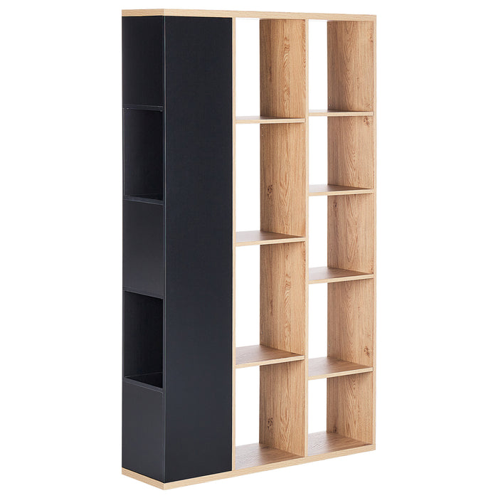 Beliani - BANGOR - Boekenkast - Lichthout|Zwart - MDF