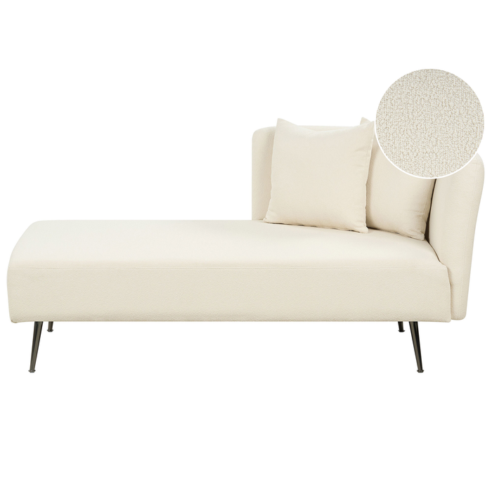 Beliani - RIOM - Chaise longue - Gebroken wit - Rechterzijde - Bouclé