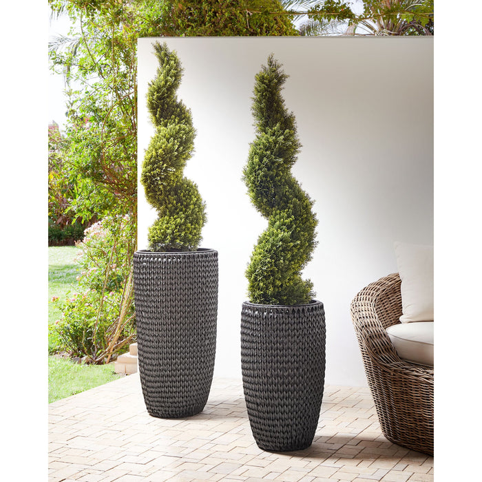 Beliani - CEDRUS - Bloempot set van 2 - Zwart - PE rotan