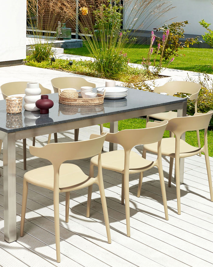 Beliani - GUBBIO - Stoel set van 8 - Beige - Polypropyleen