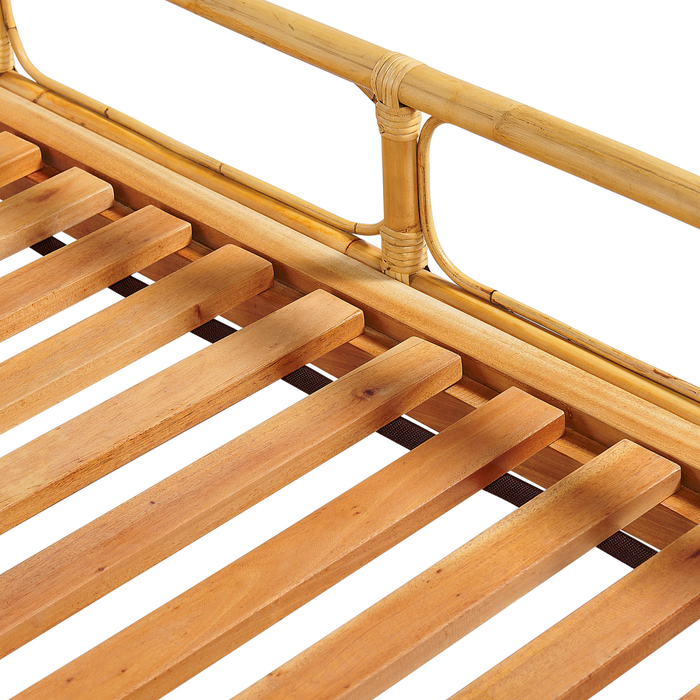 Beliani-FLORENTINE-Tweepersoonsbed-Lichtbruin-140 x 200 cm-Rotan