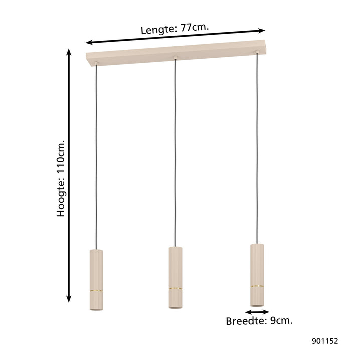 EGLO Caminia Hanglamp - GU10 - 77 cm - Zandkleur|Beige|Goud