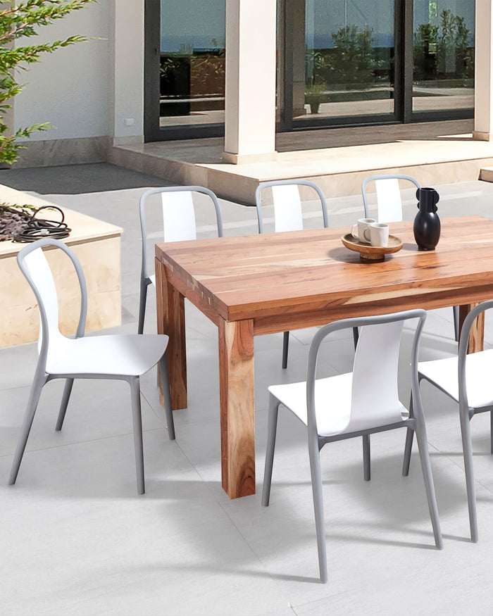 Beliani-SPEZIA -Tuinstoel set van 8-Grijs|Wit-Synthetisch materiaal