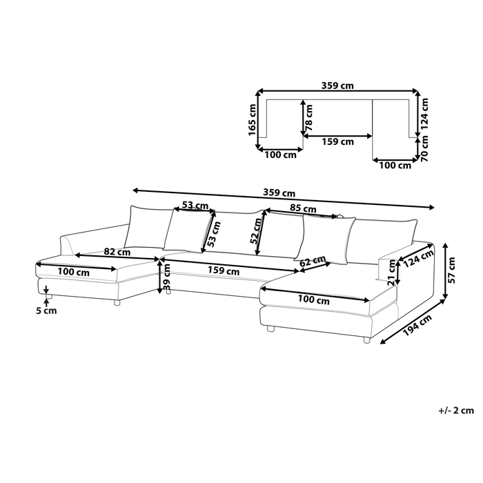 Beliani - LILVIKEN - Bank U-vormig - Taupe - 5 persoons - Polyester