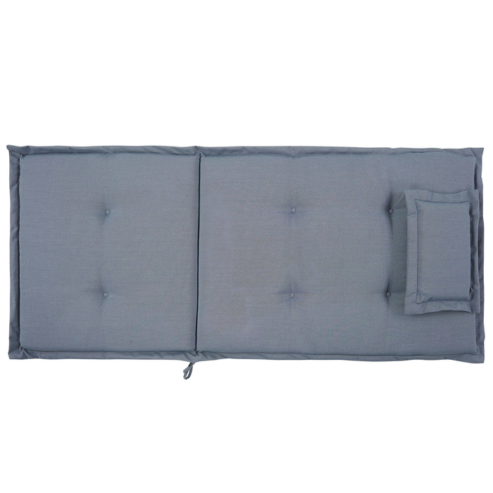 Beliani-AMANTEA-Tuinstoel set van 6-Donkerbruin|Blauw-Acaciahout