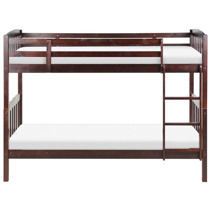 Beliani - REVIN - Stapelbed - Donkerbruin - 90 x 200 cm - Grenenhout