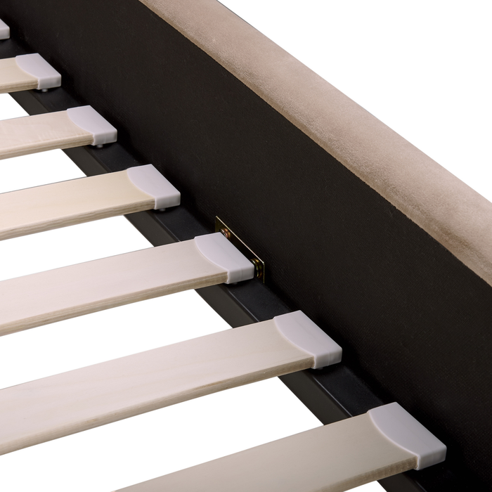 Beliani - AMBILLOU - Tweepersoonsbed - Taupe - 140 x 200 cm - Fluweel