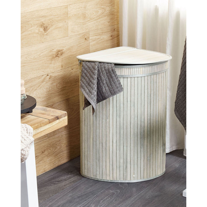 Beliani - BADULLA - Mand - Lichtgrijs - Bamboehout