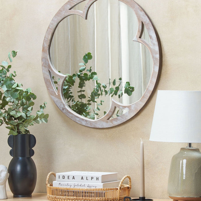 Beliani - MONCLOVA - Tafel spiegel - Lichte houtkleur - Dennenhout