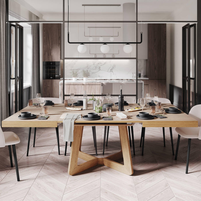 Windsor & Co Nodi Eettafel Uitschuifbaar 130/230 x 130 - Naturel Eiken